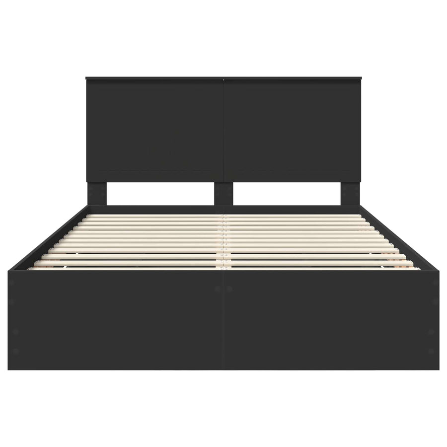 Bedframe Met Lade Met Opslag 140 X 200 Cm Ingenieurshout 140 x 190 cm Zwart