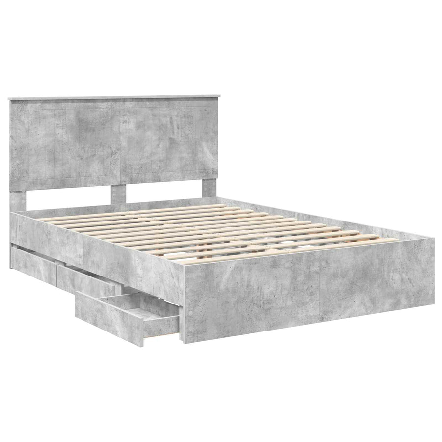 Bedframe Met Lade Beton Grijs 140 X 200 Cm Ingenieurshout 140 x 190 cm Betongrijs