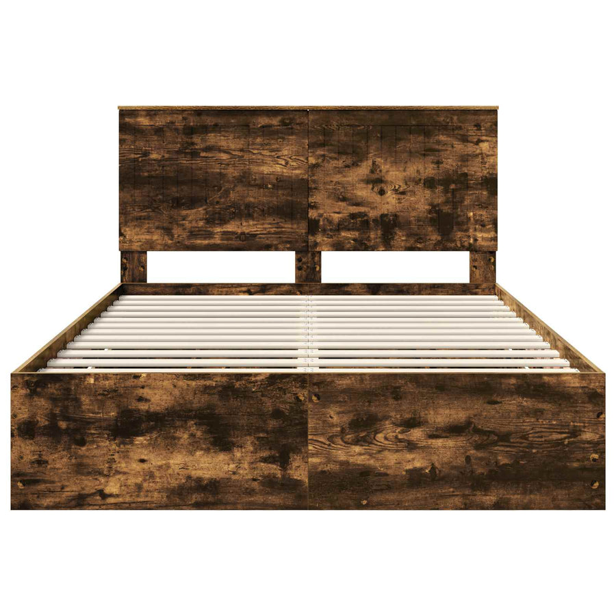 Bedframe Met Lade 140 X 200 Cm Ingenieurshout 140 x 190 cm Gerookt eiken