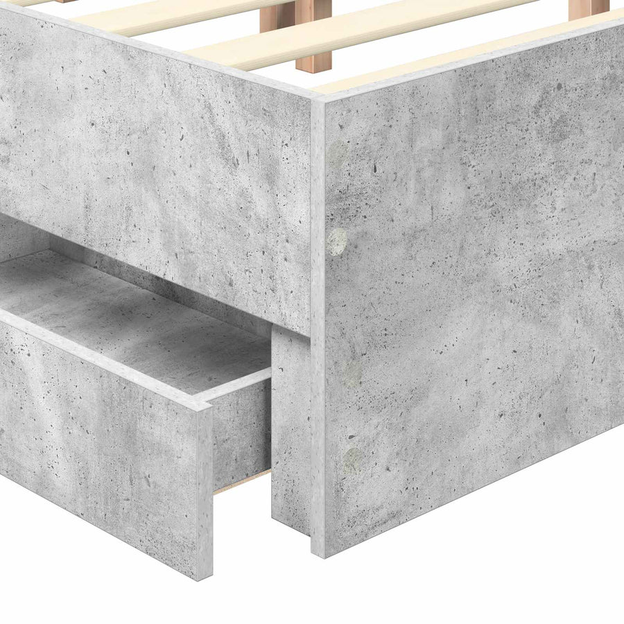 Bedframe Met Lade Beton Grijs Ingenieurshout 135 x 190 cm Betongrijs