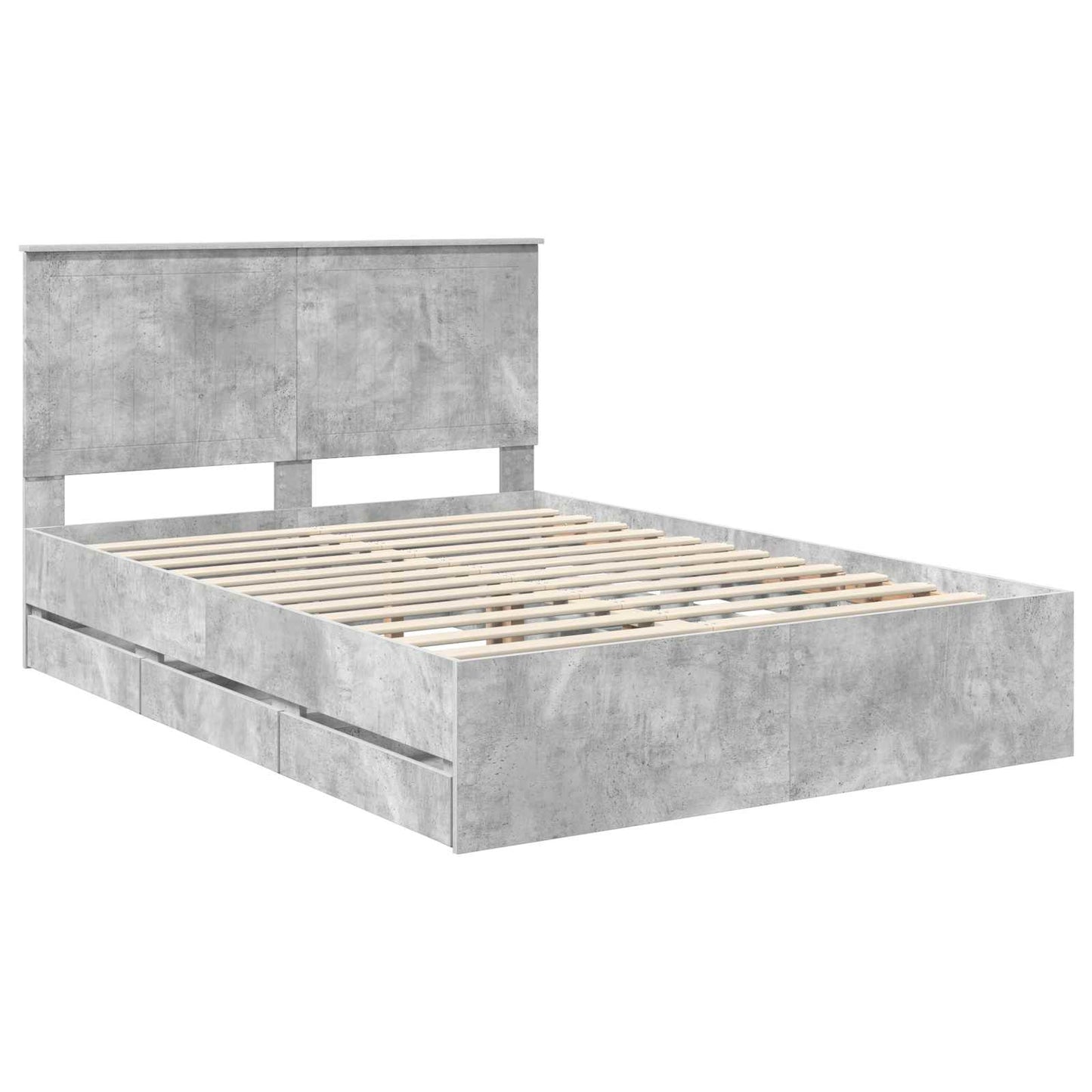 Bedframe Met Lade Beton Grijs Ingenieurshout 135 x 190 cm Betongrijs