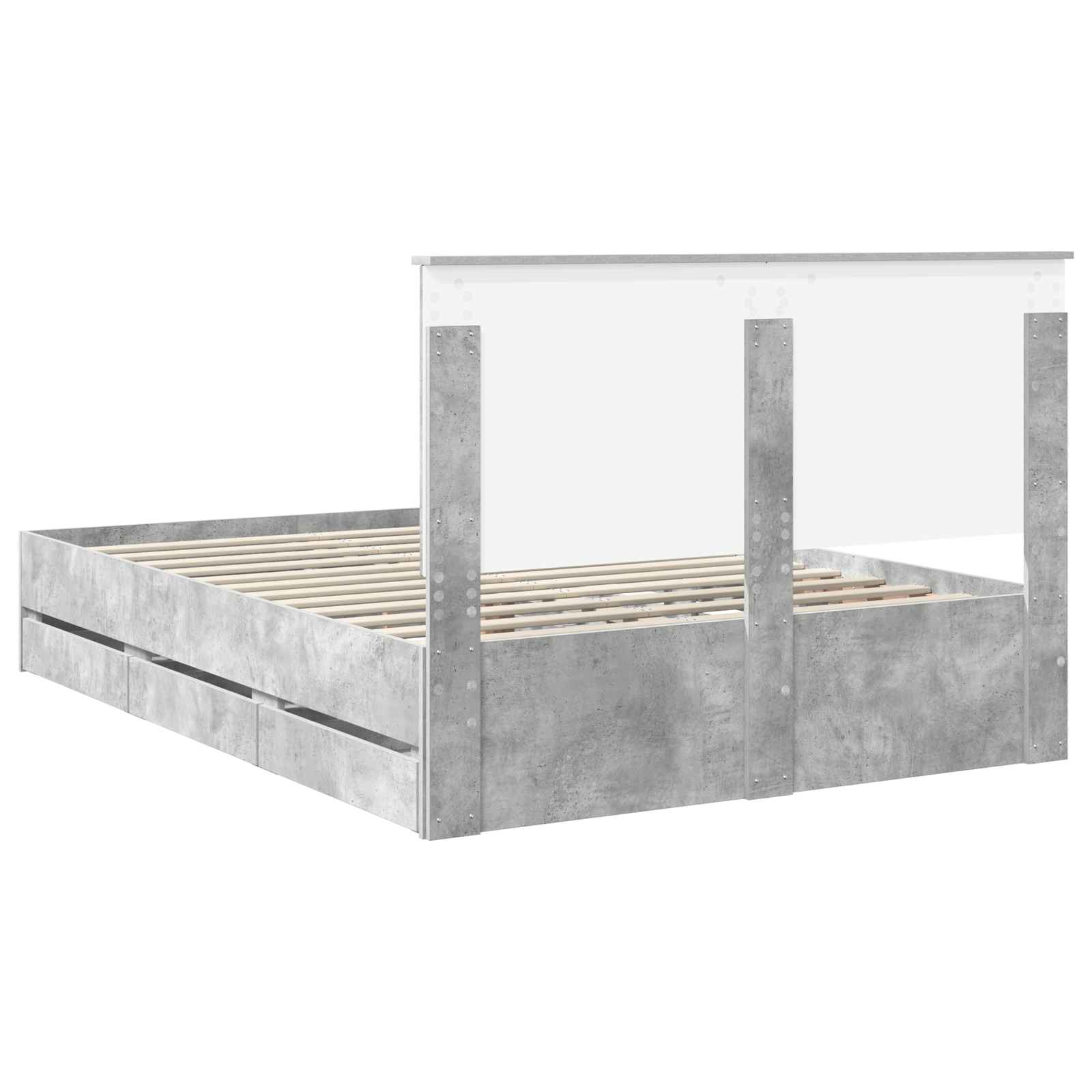 Bedframe Met Lade Beton Grijs Ingenieurshout 135 x 190 cm Betongrijs