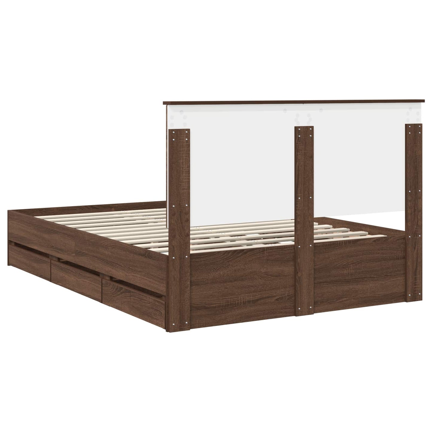 Bedframe Met Lade Bruin Eiken Ingenieurshout 135 x 190 cm bruin eikenkleur