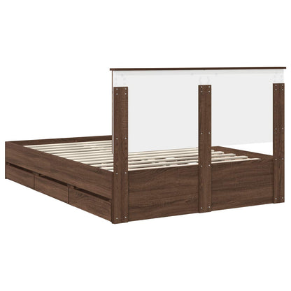Bedframe Met Lade Bruin Eiken Ingenieurshout 135 x 190 cm bruin eikenkleur