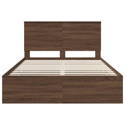 Bedframe Met Lade Bruin Eiken Ingenieurshout 135 x 190 cm bruin eikenkleur