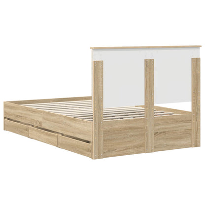 Bedframe Met Lade 120 X 190 Cm Ingenieurshout 120 x 200 cm Sonoma eiken