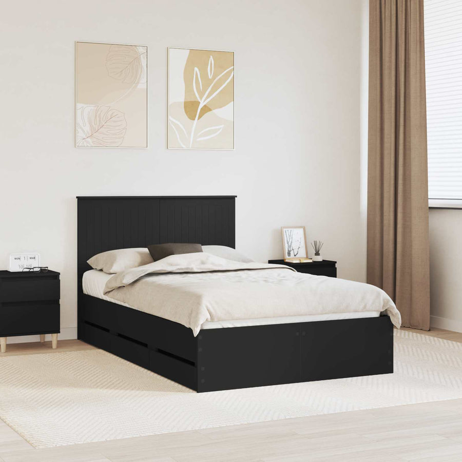 Bedframe Met Lade Met Opslag 120 X 200 Cm Ingenieurshout 120 x 190 cm Zwart