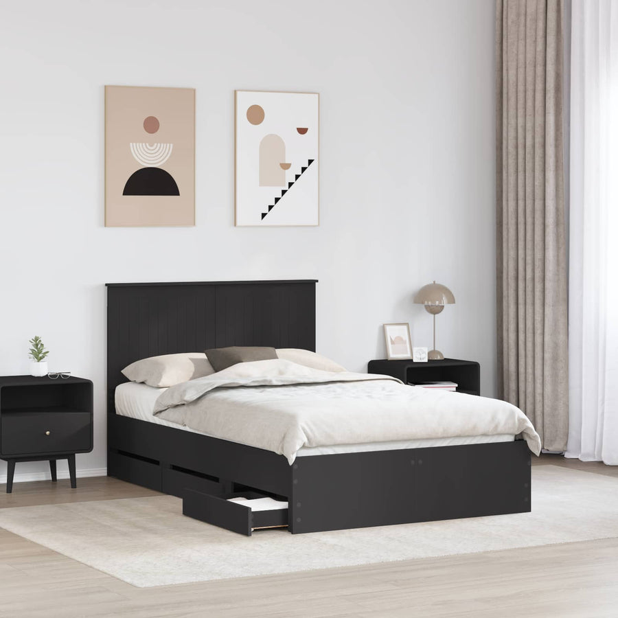Bedframe Met Lade Met Opslag 120 X 200 Cm Ingenieurshout 120 x 190 cm Zwart