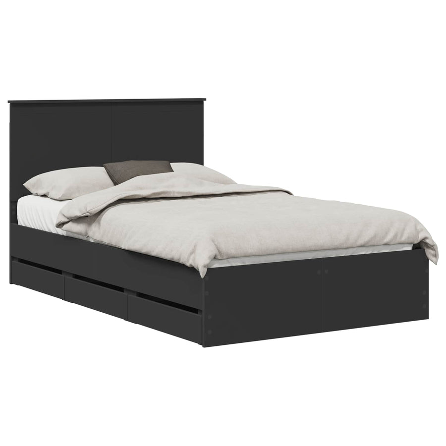 Bedframe Met Lade Met Opslag 120 X 200 Cm Ingenieurshout 120 x 190 cm Zwart