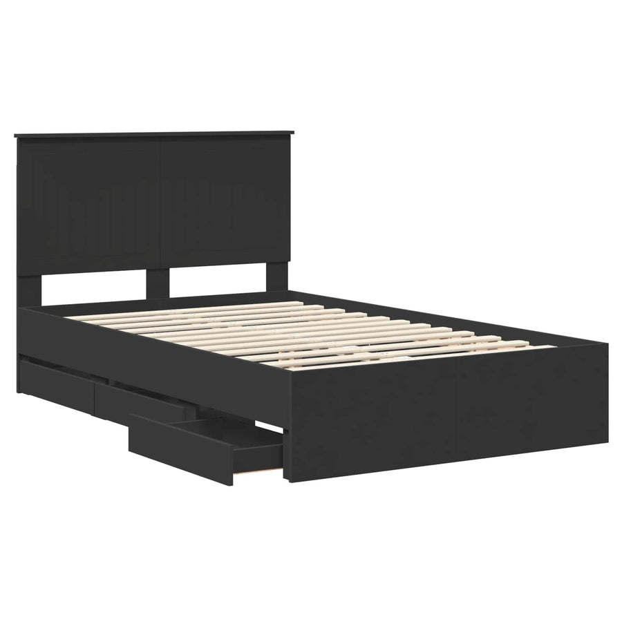 Bedframe Met Lade Met Opslag 120 X 200 Cm Ingenieurshout 120 x 190 cm Zwart