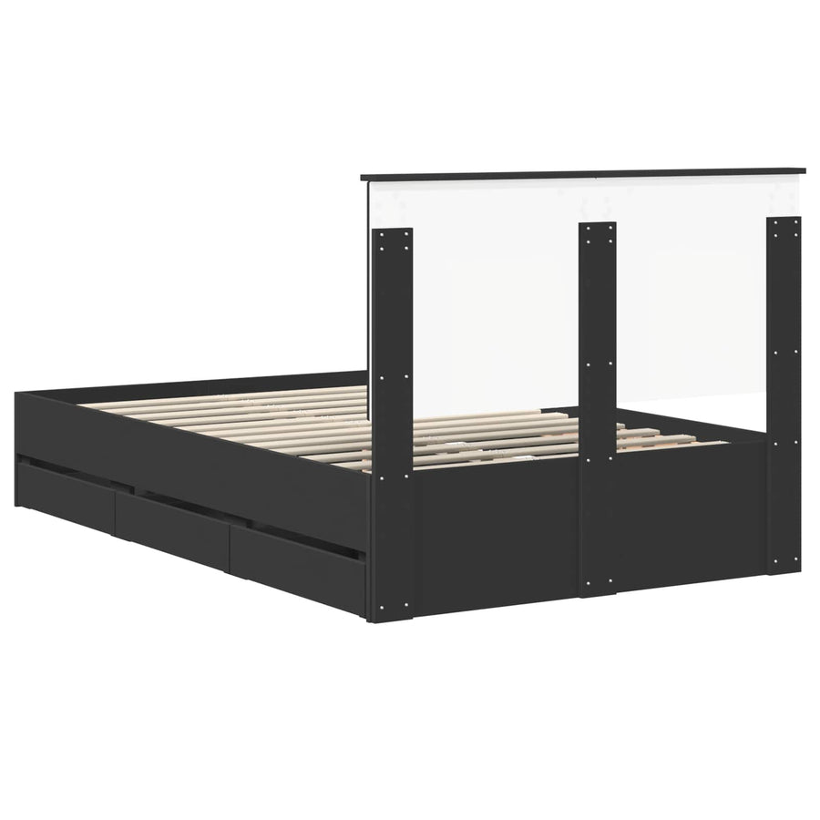 Bedframe Met Lade Met Opslag 120 X 200 Cm Ingenieurshout 120 x 190 cm Zwart