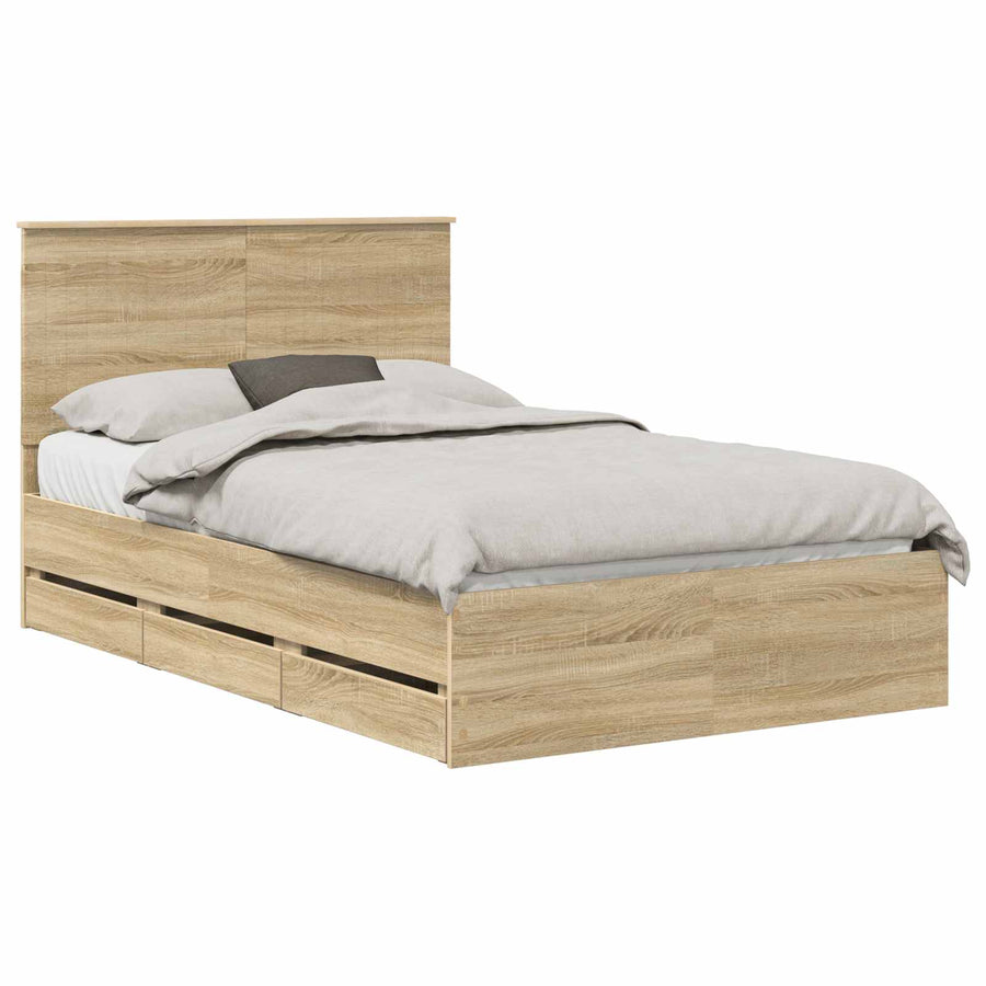 Bedframe Met Lade 120 X 200 Cm Ingenieurshout 120 x 190 cm Sonoma eiken