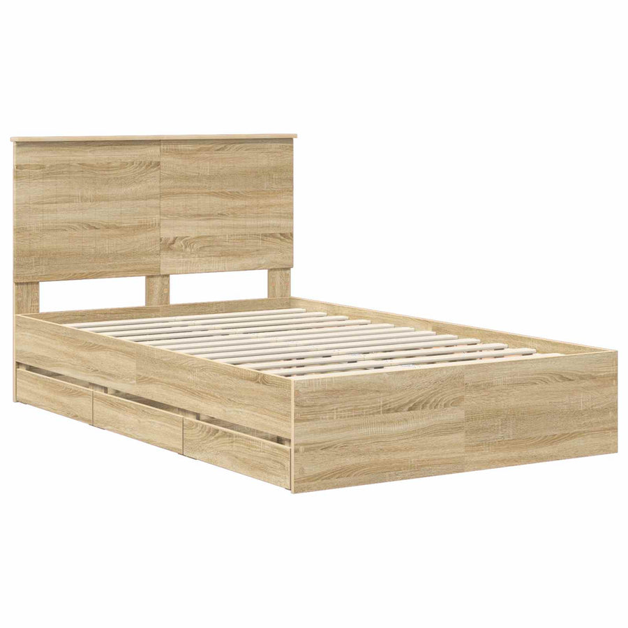 Bedframe Met Lade 120 X 200 Cm Ingenieurshout 120 x 190 cm Sonoma eiken