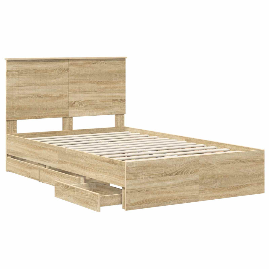 Bedframe Met Lade 120 X 200 Cm Ingenieurshout 120 x 190 cm Sonoma eiken