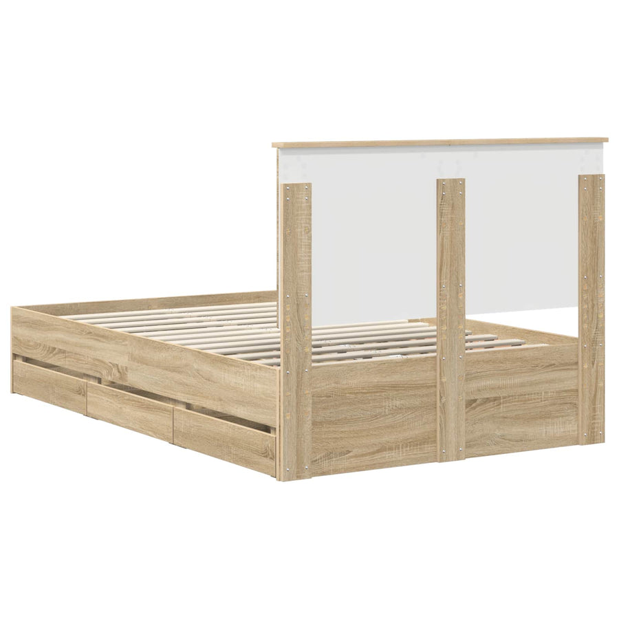 Bedframe Met Lade 120 X 200 Cm Ingenieurshout 120 x 190 cm Sonoma eiken