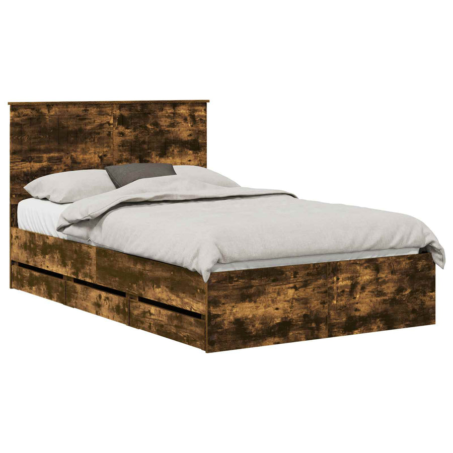 Bedframe Met Lade 120 X 200 Cm Ingenieurshout 120 x 190 cm Gerookt eiken