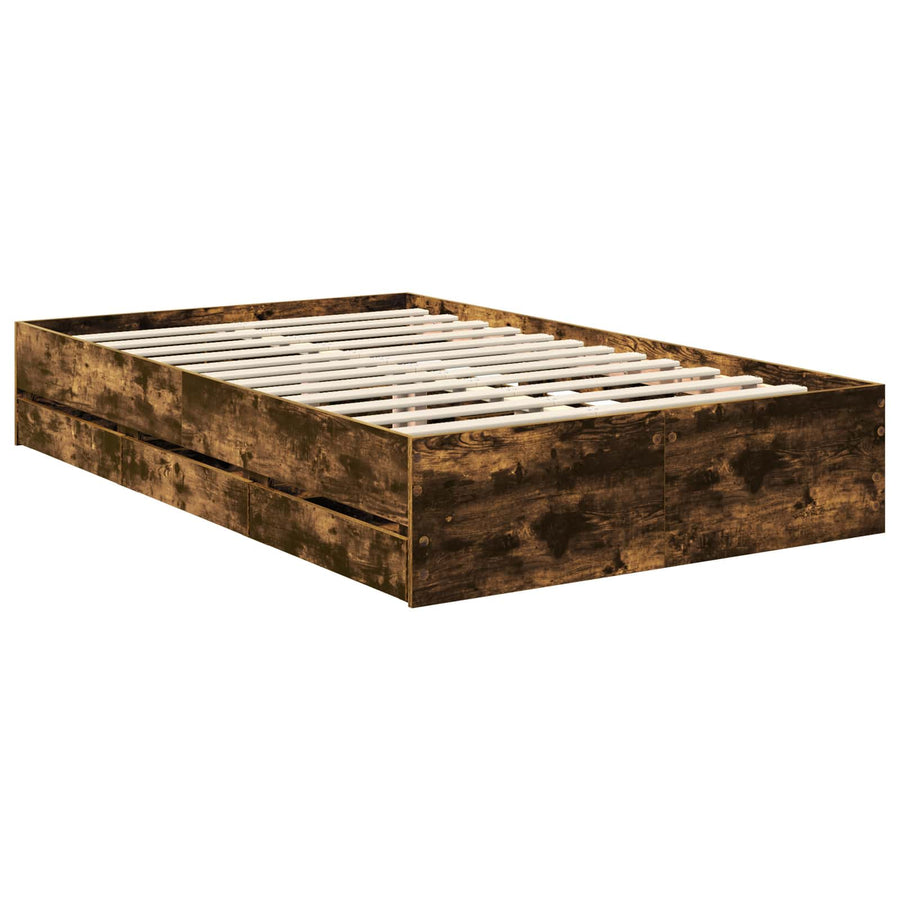Bedframe Met Lade 120 X 200 Cm Ingenieurshout 120 x 190 cm Gerookt eiken