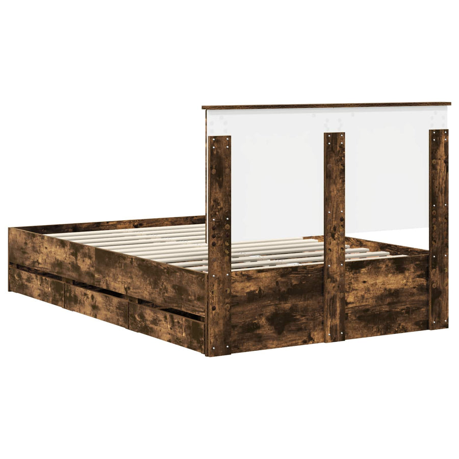 Bedframe Met Lade 120 X 200 Cm Ingenieurshout 120 x 190 cm Gerookt eiken