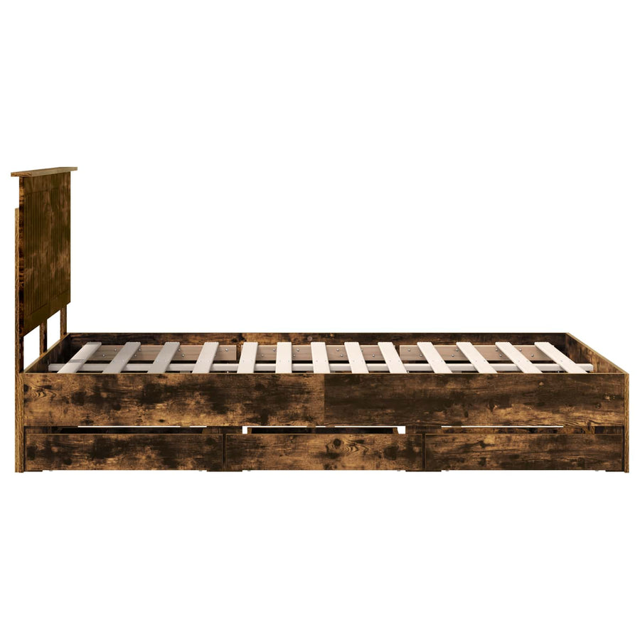 Bedframe Met Lade 120 X 200 Cm Ingenieurshout 120 x 190 cm Gerookt eiken