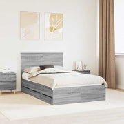 Bedframe 120x200 cm grijs sonoma met lade