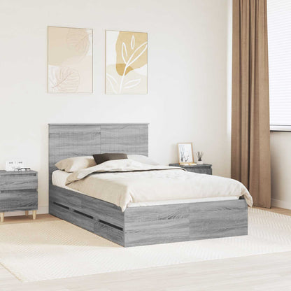 Bedframe Met Lade 120 X 200 Cm Ingenieurshout 120 x 190 cm Grijs sonoma