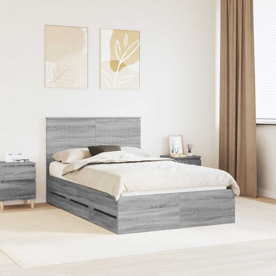 Bedframe Met Lade 120 X 200 Cm Ingenieurshout 120 x 190 cm Grijs sonoma