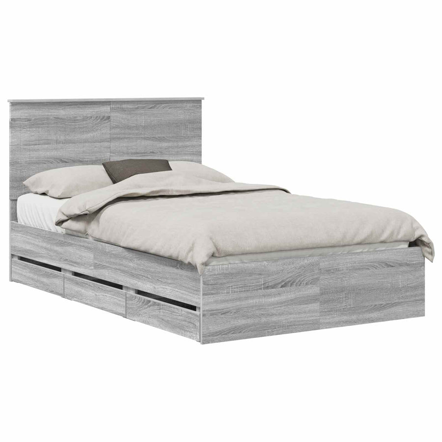 Bedframe Met Lade 120 X 200 Cm Ingenieurshout 120 x 190 cm Grijs sonoma
