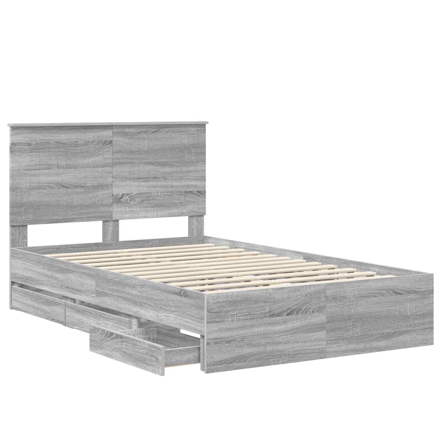 Bedframe Met Lade 120 X 200 Cm Ingenieurshout 120 x 190 cm Grijs sonoma
