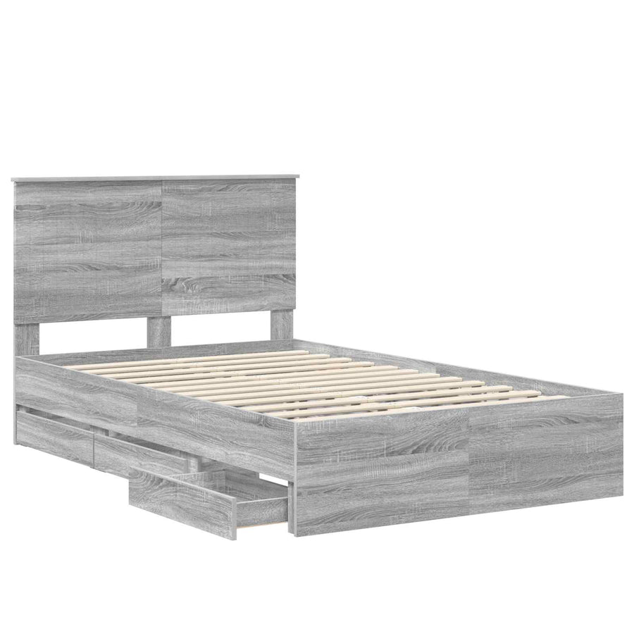 Bedframe Met Lade 120 X 200 Cm Ingenieurshout 120 x 190 cm Grijs sonoma