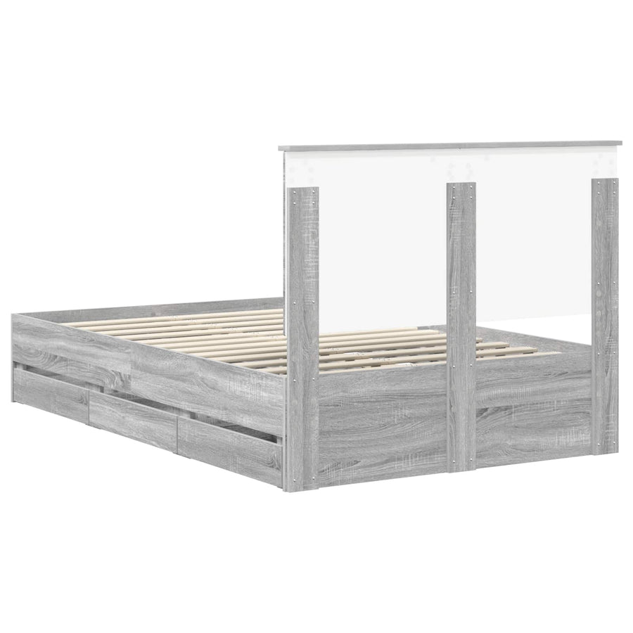 Bedframe Met Lade 120 X 200 Cm Ingenieurshout 120 x 190 cm Grijs sonoma