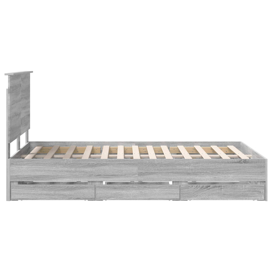 Bedframe Met Lade 120 X 200 Cm Ingenieurshout 120 x 190 cm Grijs sonoma
