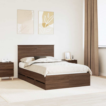 Bedframe Met Lade Bruin Eiken 120 X 200 Cm Ingenieurshout 120 x 190 cm bruin eikenkleur