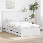 Bedframe met lade 100x200 cm wit ingenieurshout
