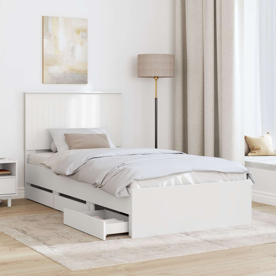 Bedframe Met Lade Met Opslag Ingenieurshout 100 x 200 cm Wit