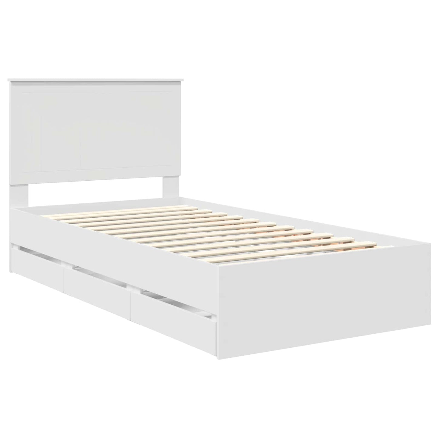 Bedframe Met Lade Met Opslag Ingenieurshout 100 x 200 cm Wit
