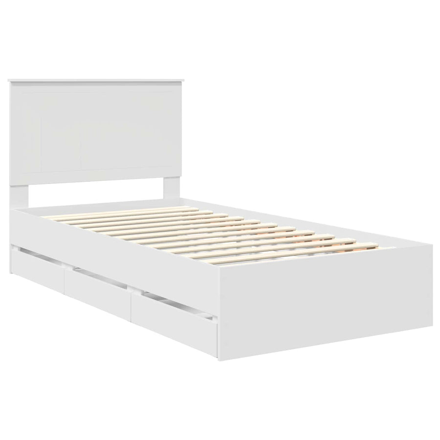 Bedframe Met Lade Met Opslag Ingenieurshout 100 x 200 cm Wit