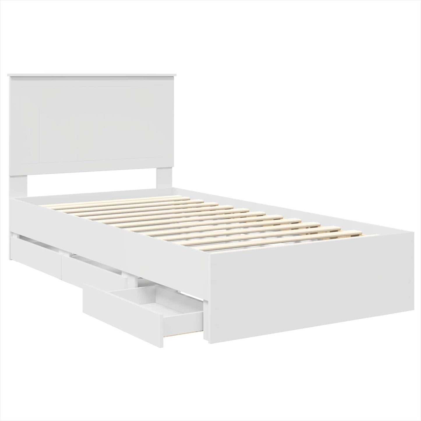 Bedframe Met Lade Met Opslag Ingenieurshout 100 x 200 cm Wit