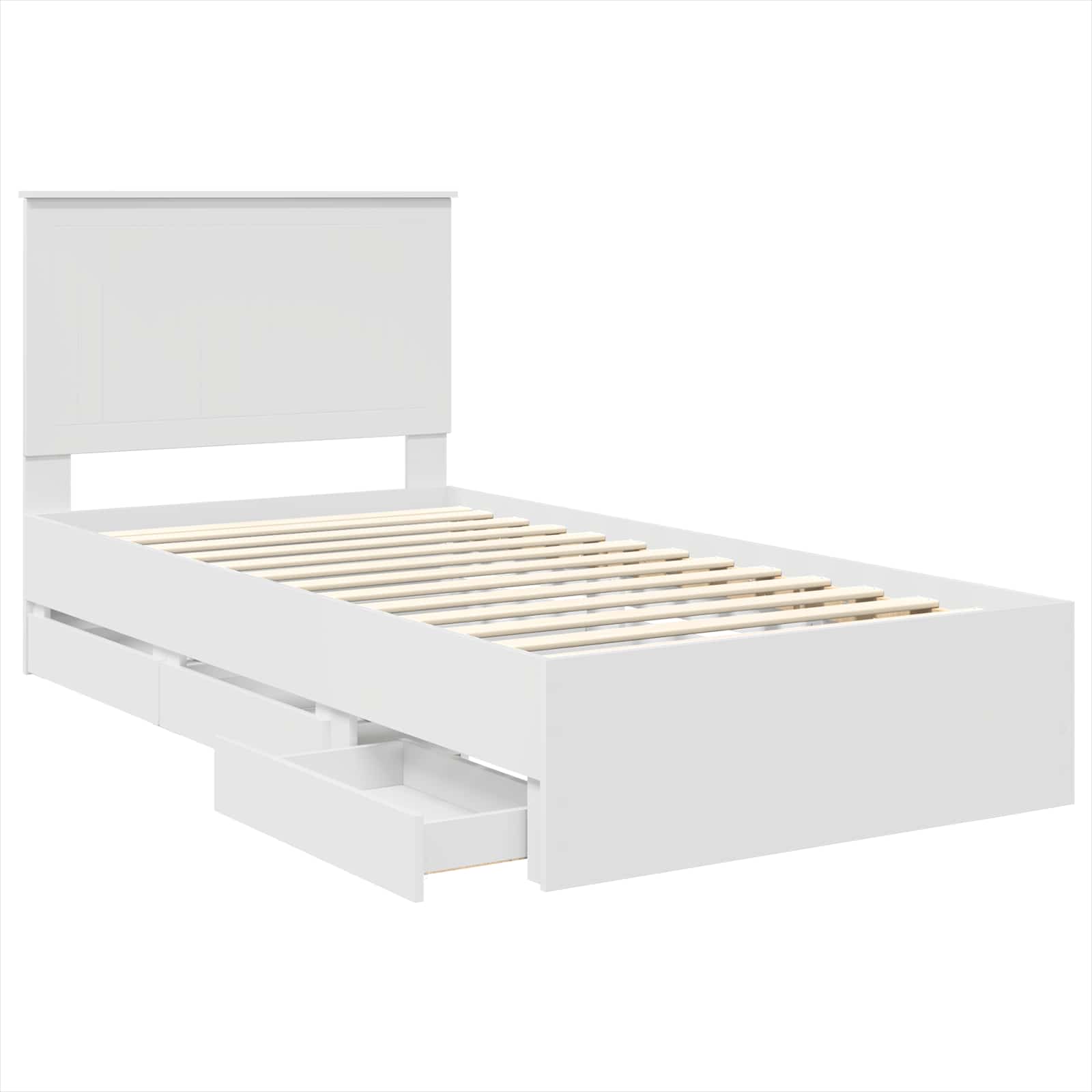 Bedframe Met Lade Met Opslag Ingenieurshout 100 x 200 cm Wit