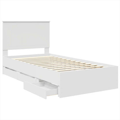 Bedframe Met Lade Met Opslag Ingenieurshout 100 x 200 cm Wit