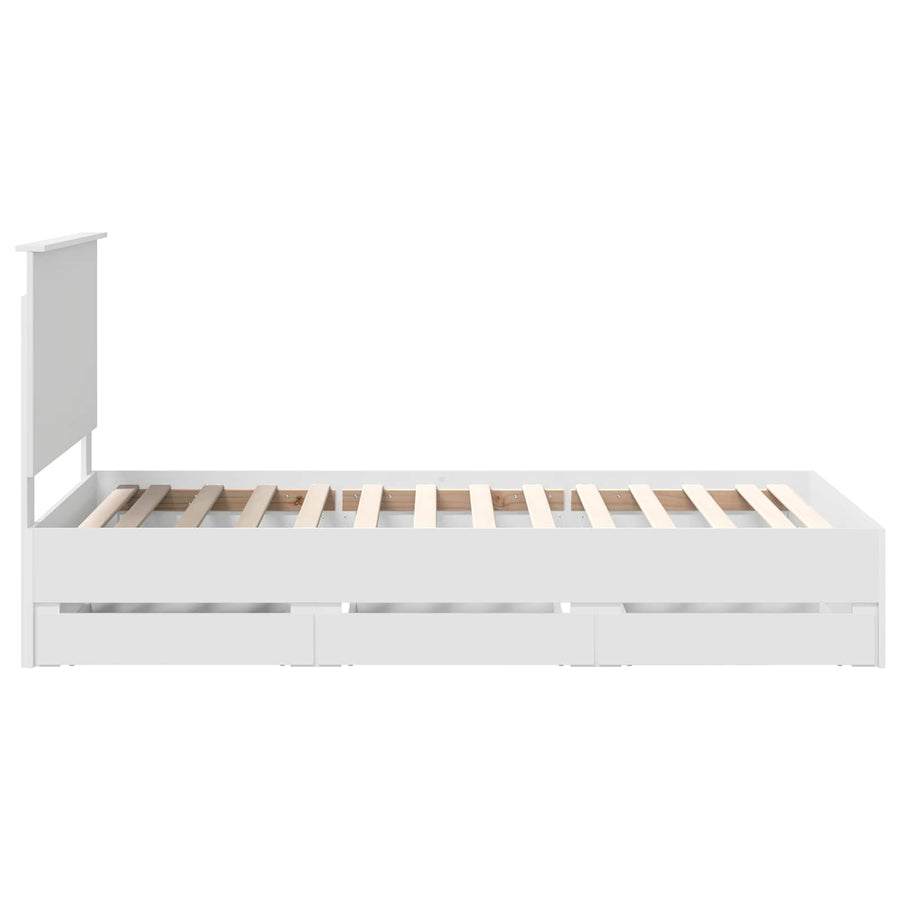 Bedframe Met Lade Met Opslag Ingenieurshout 100 x 200 cm Wit