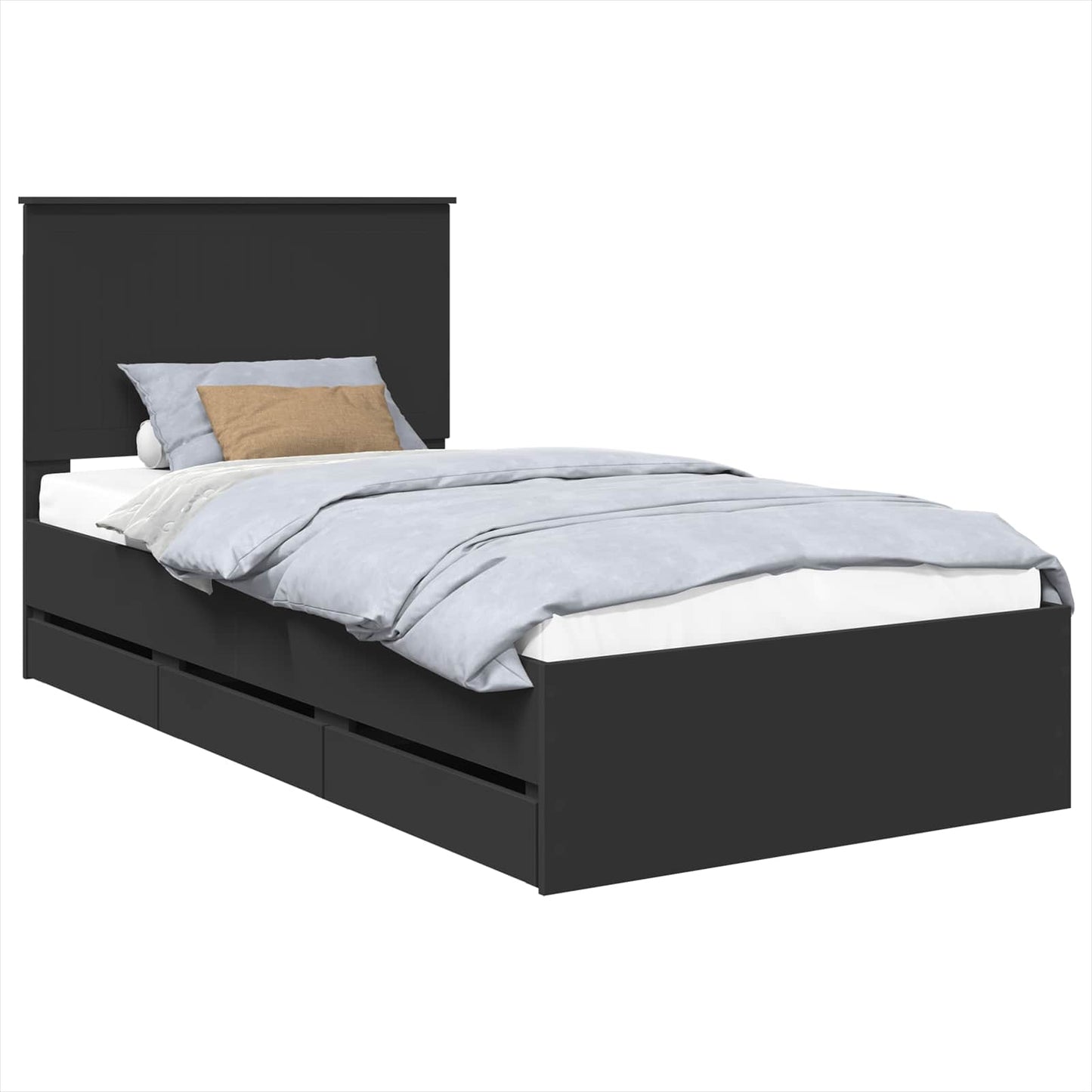 Bedframe Met Lade Met Opslag Ingenieurshout 100 x 200 cm Zwart