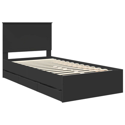 Bedframe Met Lade Met Opslag Ingenieurshout 100 x 200 cm Zwart