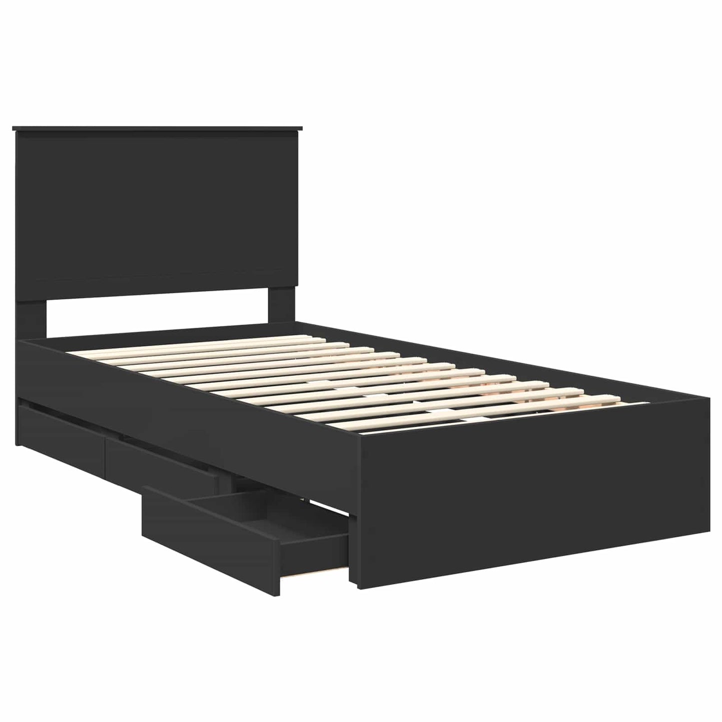 Bedframe Met Lade Met Opslag Ingenieurshout 100 x 200 cm Zwart
