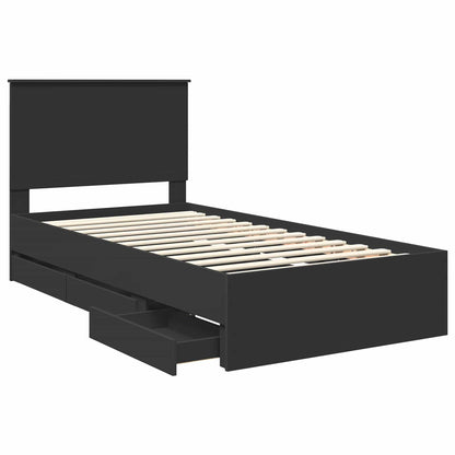 Bedframe Met Lade Met Opslag Ingenieurshout 100 x 200 cm Zwart