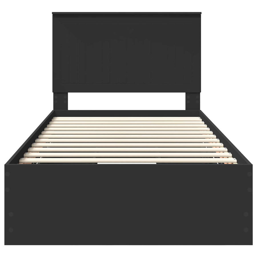 Bedframe Met Lade Met Opslag Ingenieurshout 100 x 200 cm Zwart