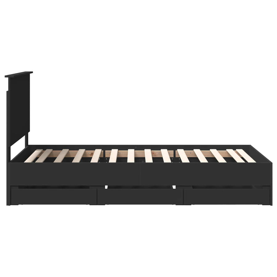 Bedframe Met Lade Met Opslag Ingenieurshout 100 x 200 cm Zwart