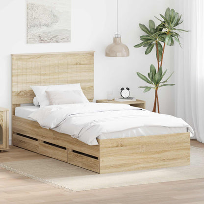 Bedframe Met Lade Ingenieurshout 100 x 200 cm Sonoma eiken