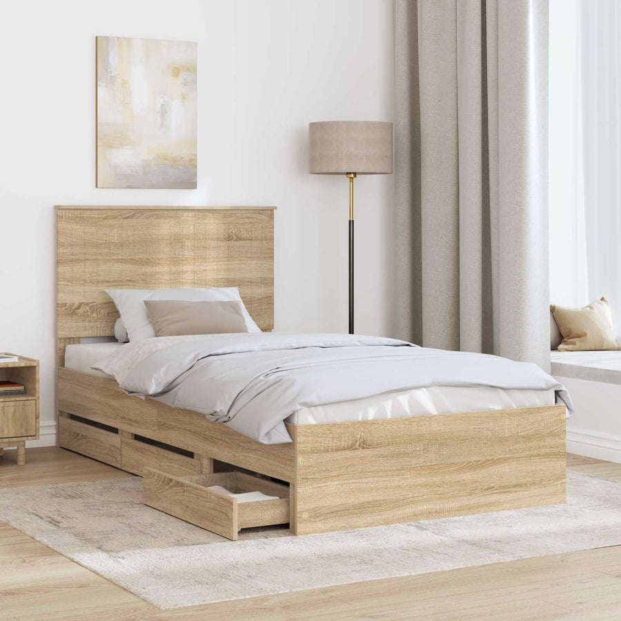 Bedframe Met Lade Ingenieurshout 100 x 200 cm Sonoma eiken