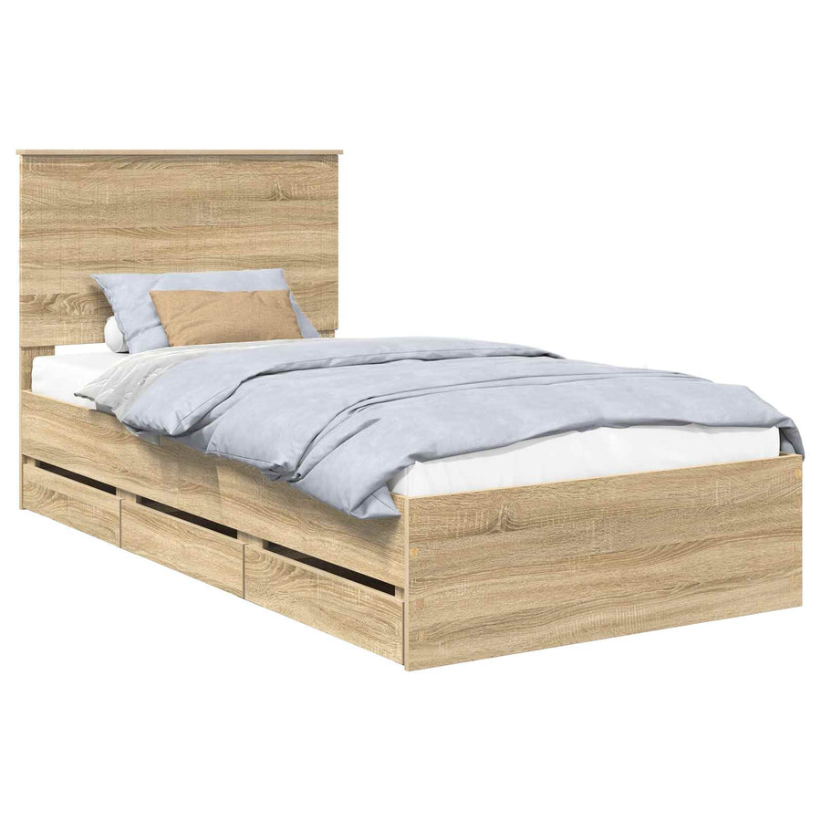Bedframe Met Lade Ingenieurshout 100 x 200 cm Sonoma eiken