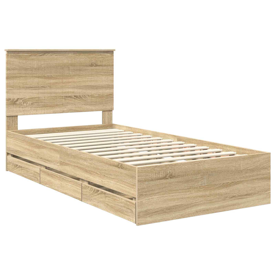 Bedframe Met Lade Ingenieurshout 100 x 200 cm Sonoma eiken